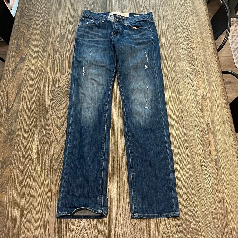 New York & Company Boyfriend Jeans Mid Rise Distressed Denim Medium Wash Sz 0/25